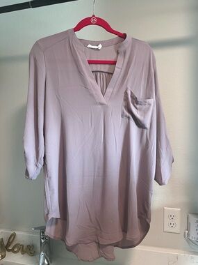 Lush Dusty Mauve V-Neck Pocket Tunic